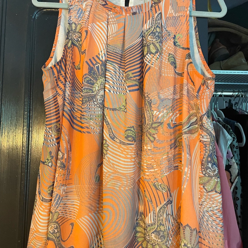 Meadow Rue Orange and Black Abstract Print Dress